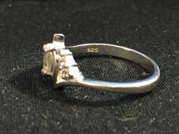 RJ Sterling Silver & White Topaz Ring - Size 9