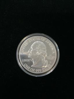 2002 United States 1 Troy Ounce .999 Fine Silver Mississippi Quarter Style Silver Bullion Round Coin