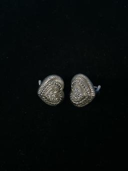 Judith Ripka Sterling Silver & CZ Heart Stud Earrings - 10g