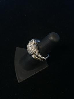 Sterling Silver Judith Ripka Cubic Zirconia Lined Heart Cocktail Ring Sz 5.75 - 10g