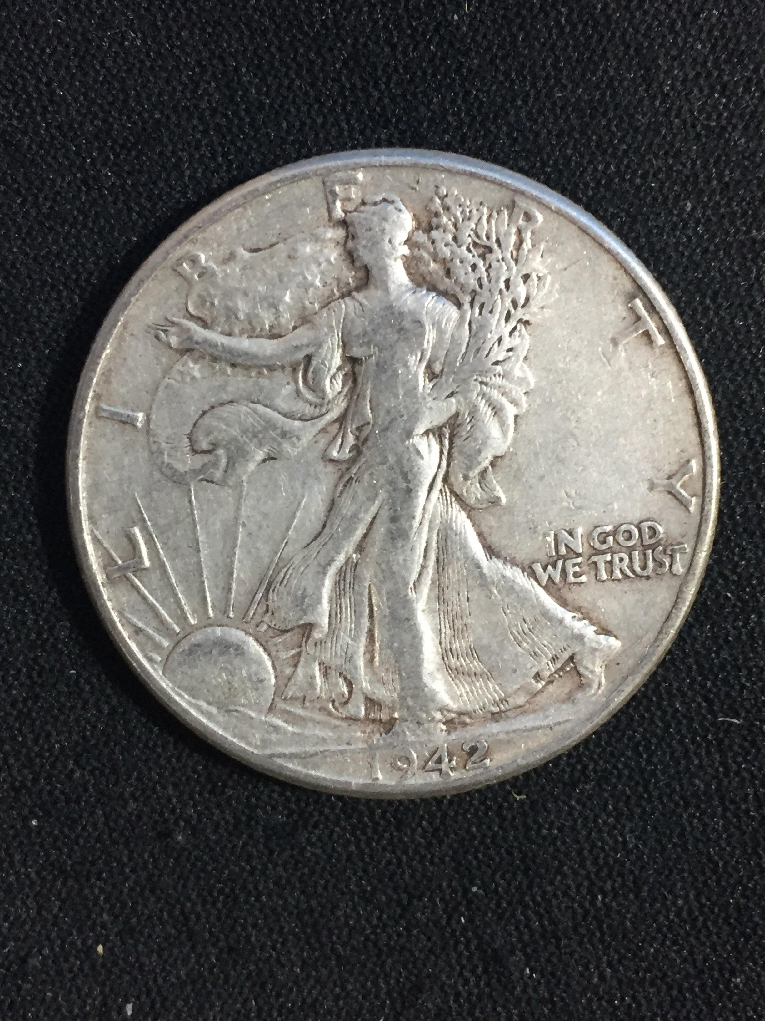 1942 United States Walking Liberty Half Dollar - 90% Silver Coin