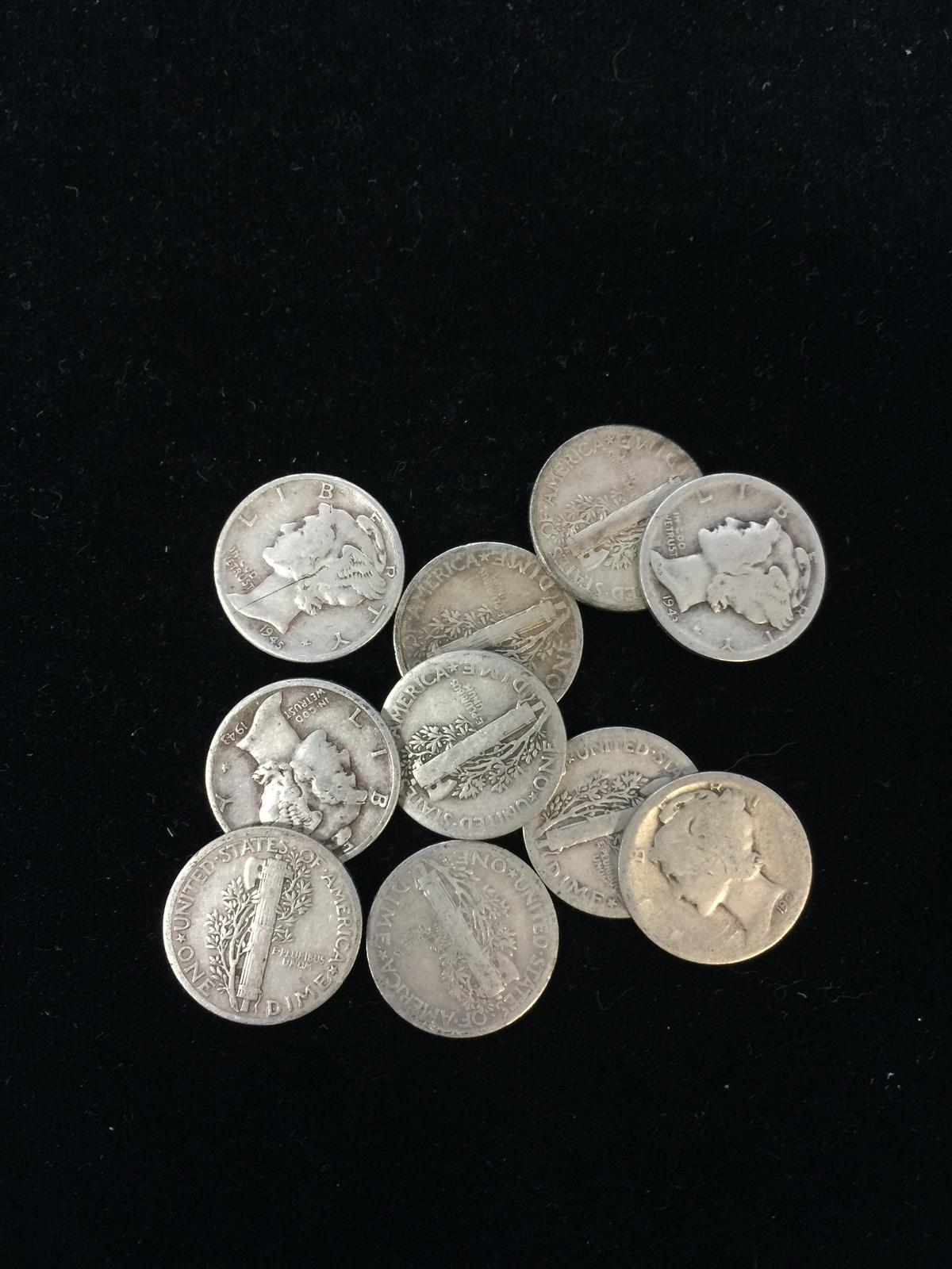 1 Random Date United States Mercury Silver Dime - 90% Silver Coin
