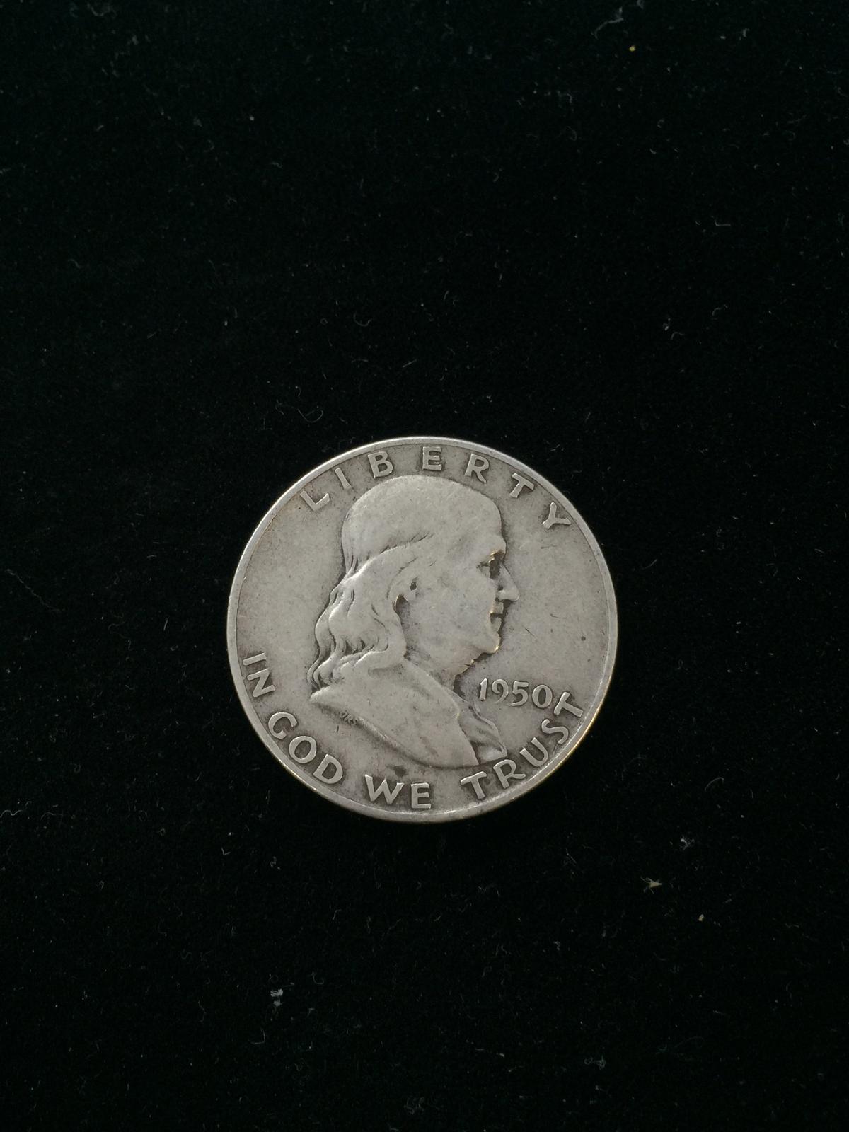 1950-D United States Franklin Silver Half Dollar - 90% Silver Coin