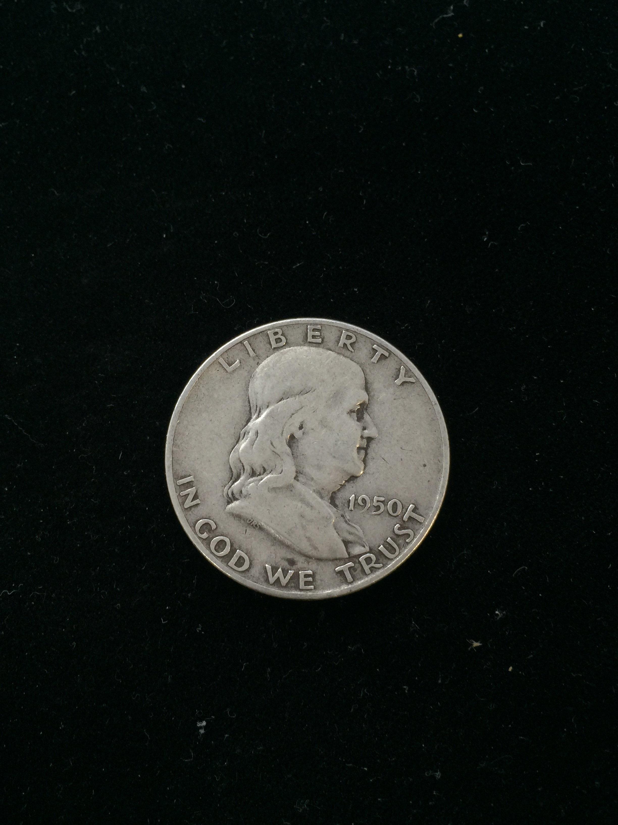 1950-D United States Franklin Silver Half Dollar - 90% Silver Coin