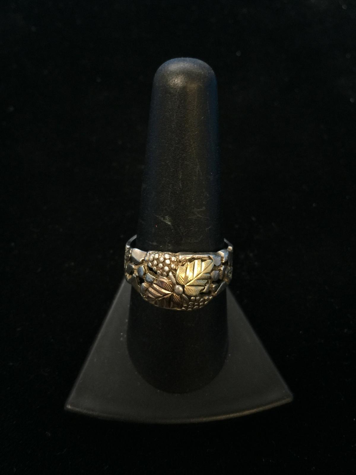 CCO Sterling Silver & 12K Gold Leaf Ring - Size 9