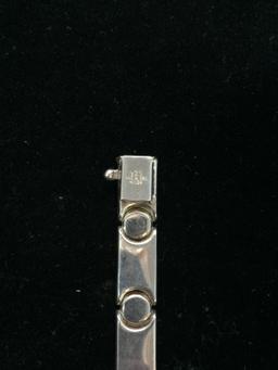 Ornate Milor Italy Sterling Silver Bar Link Chain 7.5" Bracelet
