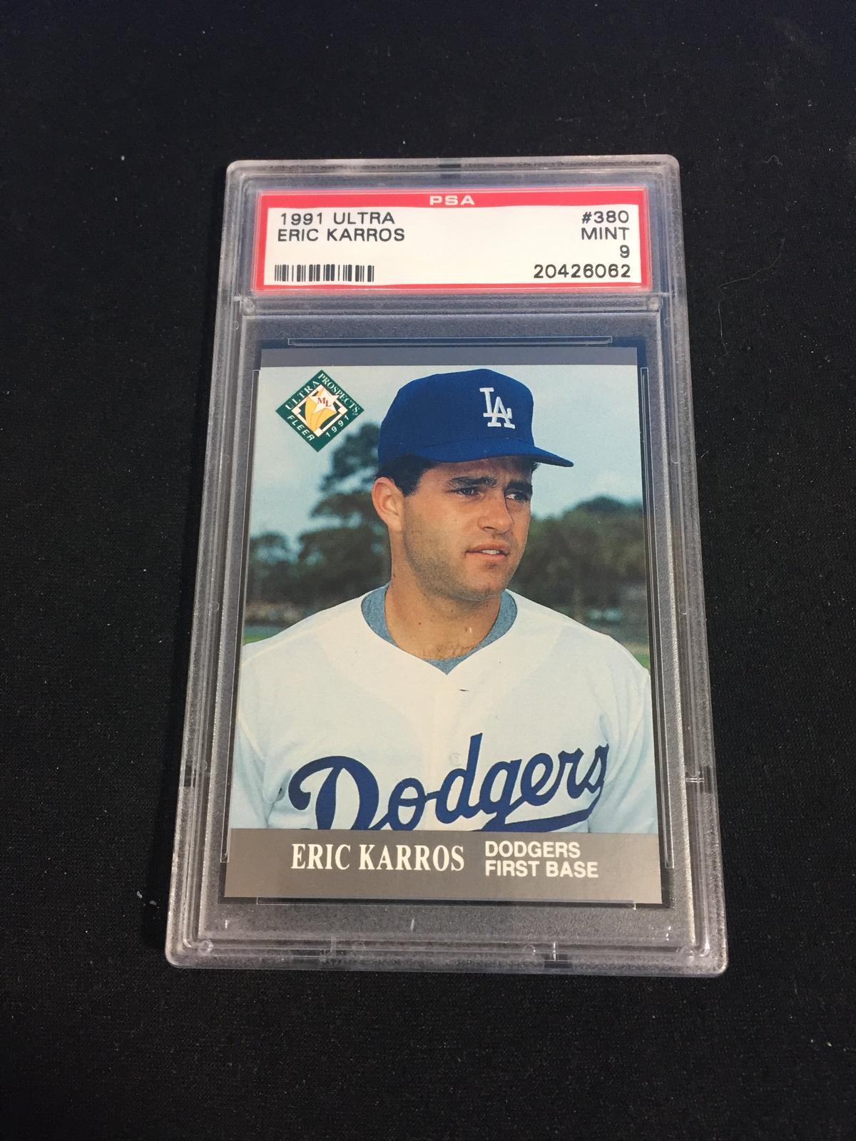 PSA Graded 1991 Ultra #380 Erik Karros Dodgers RC - Mint 9 - A005