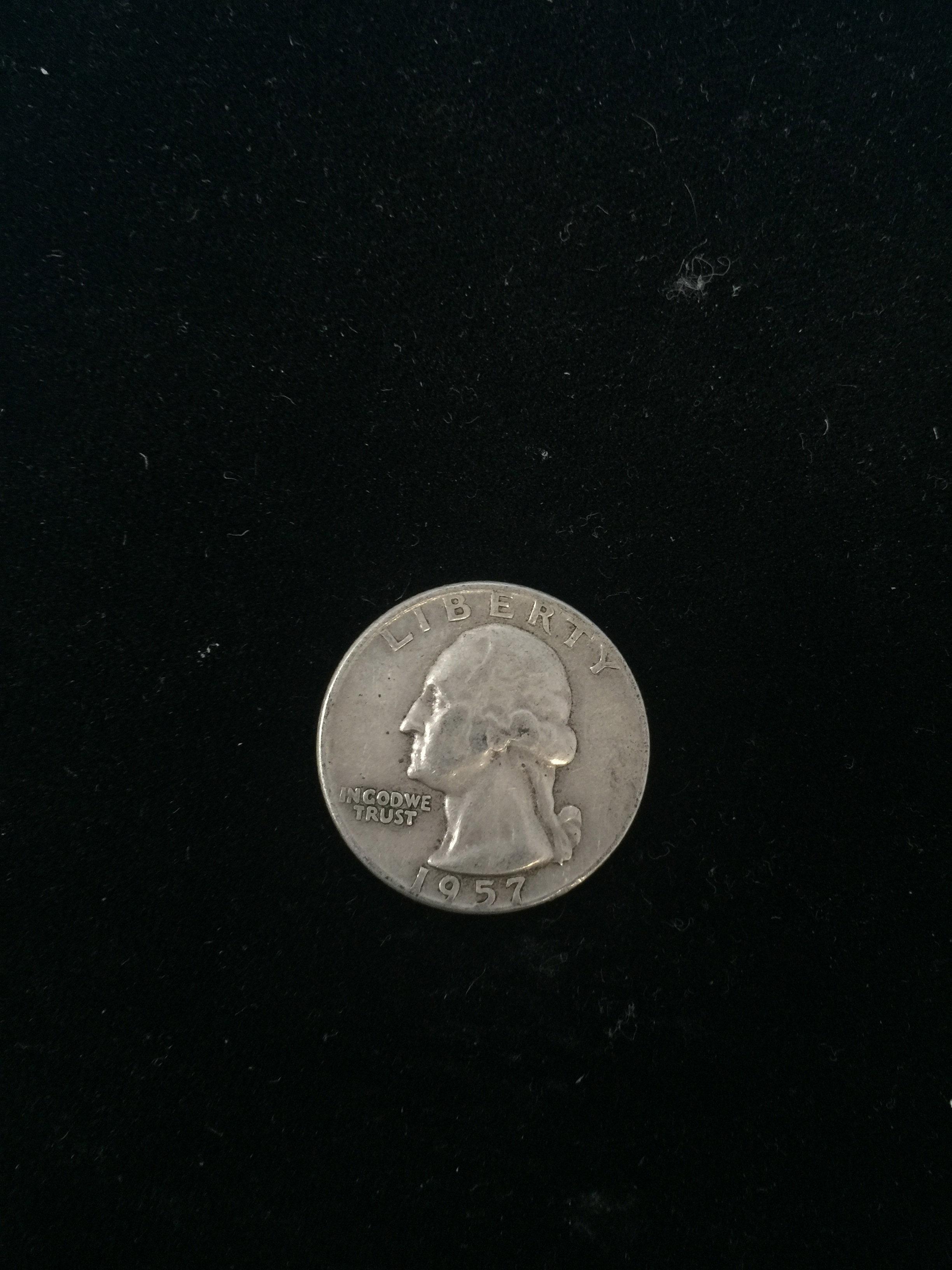 1957-D United States Washington Quarter Dollar - 90% Silver Coin