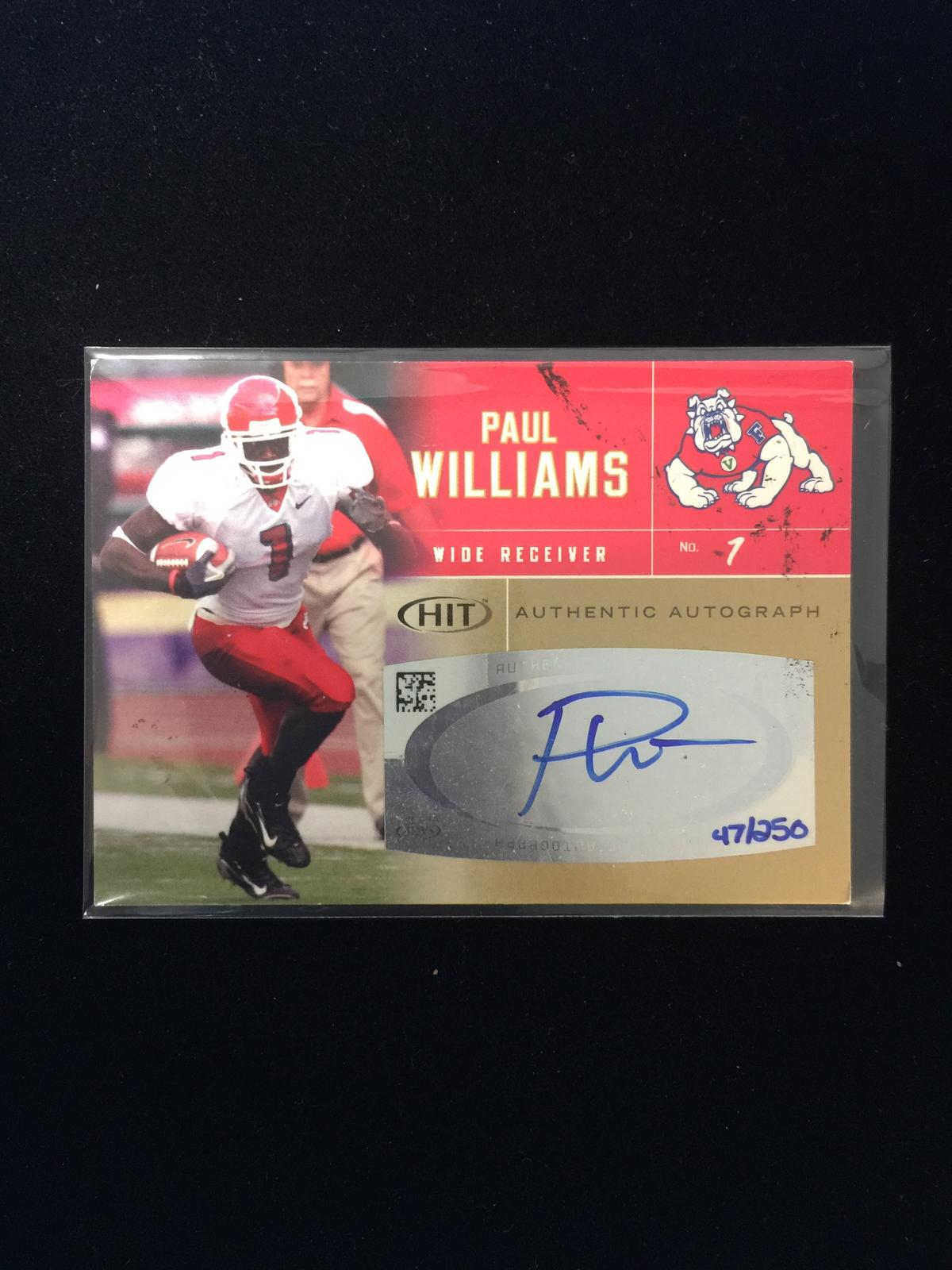 2007 Sage Hit Paul Williams Rookie Autograph Fresno State /250