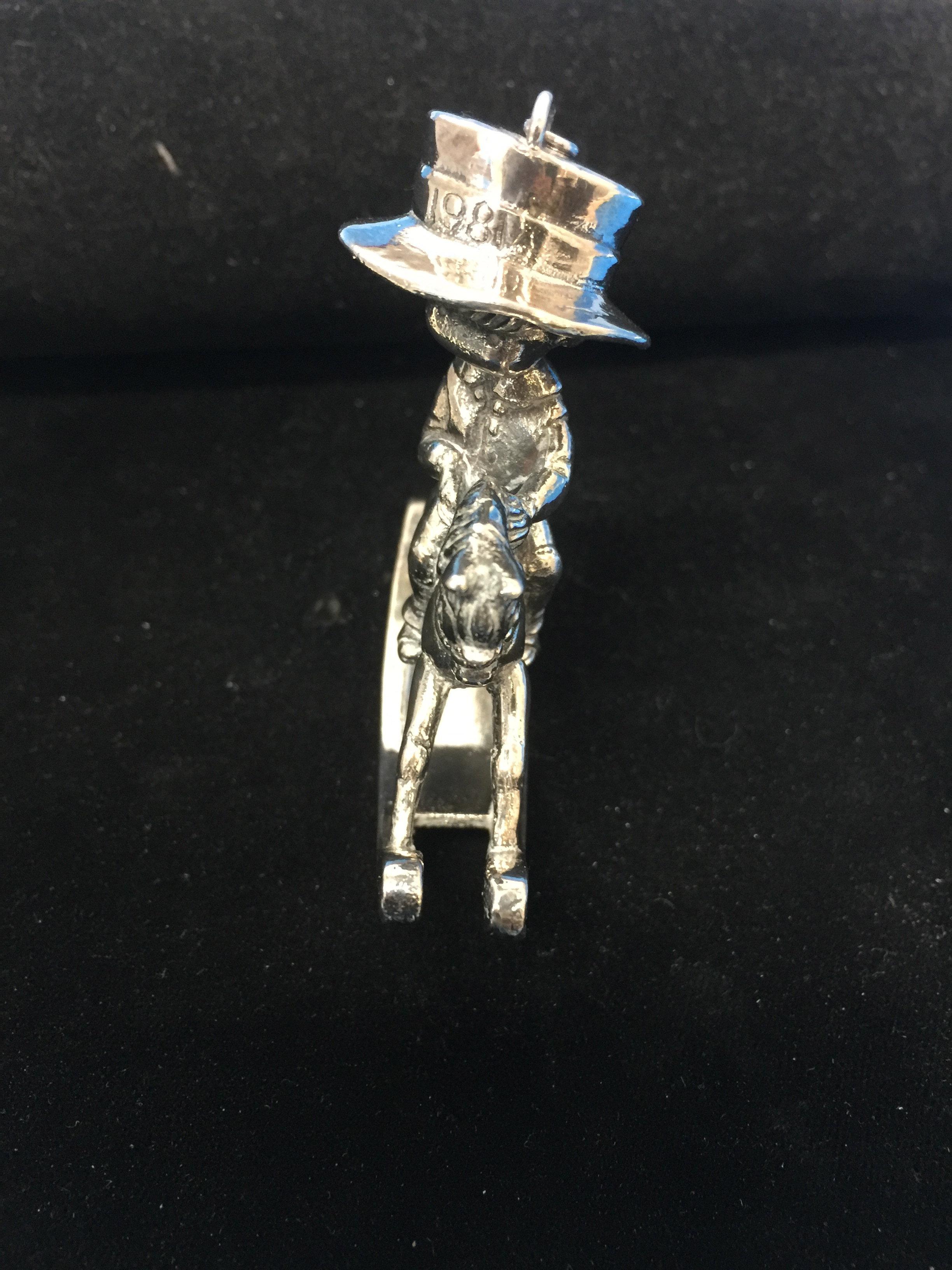 RARE Large Joan Walsh 1980 Sterling Silver Christmas Boy On Rocking Horse Ornament