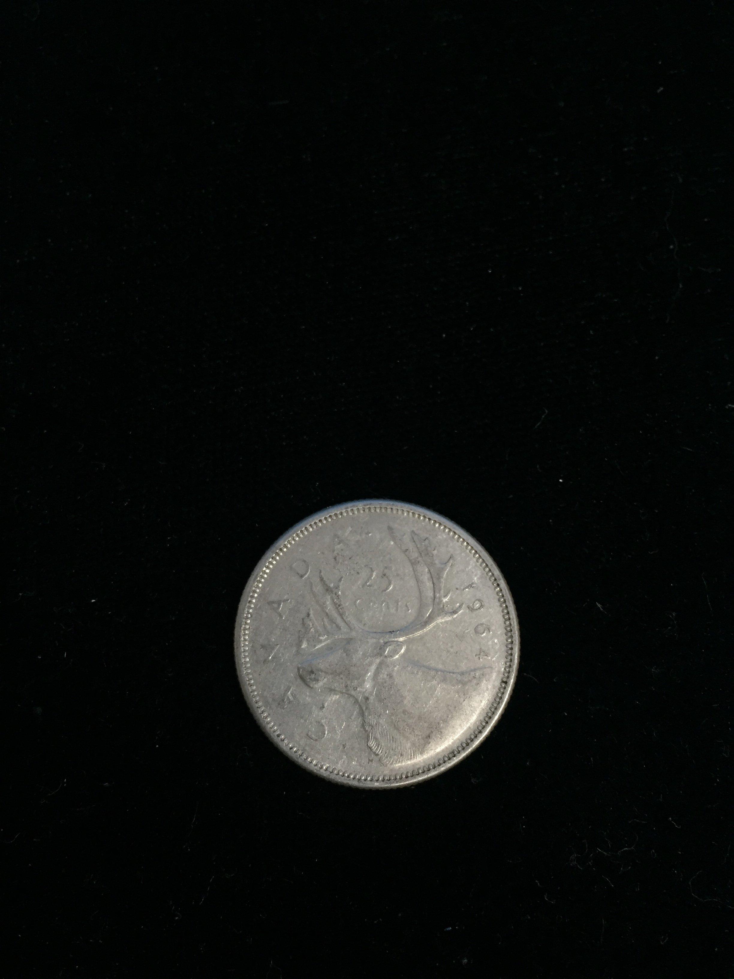 1964 Canadian Silver Quarter - 80% Silver Coin