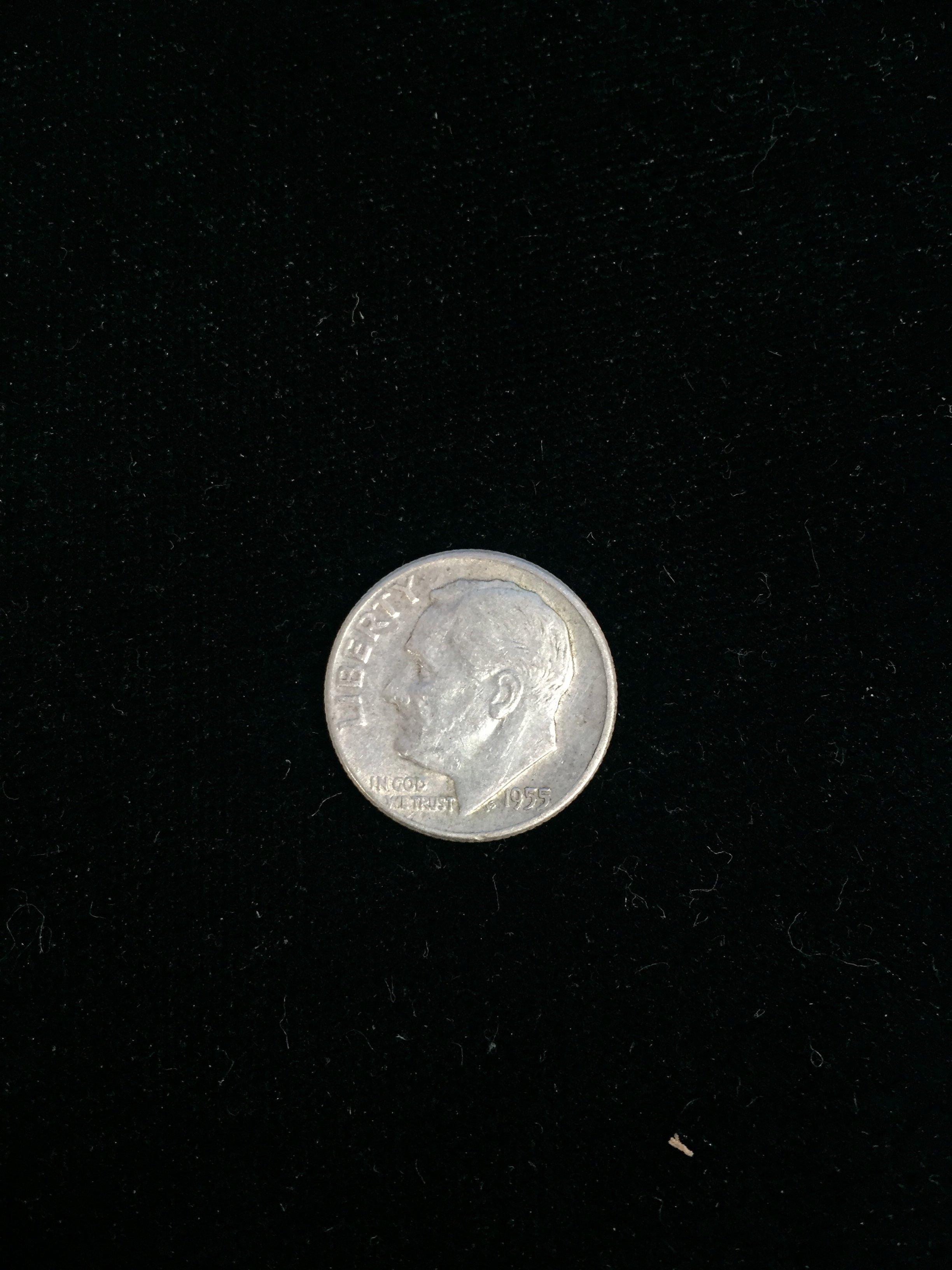 1955-D United States Roosevelt Dime - 90% Silver Coin