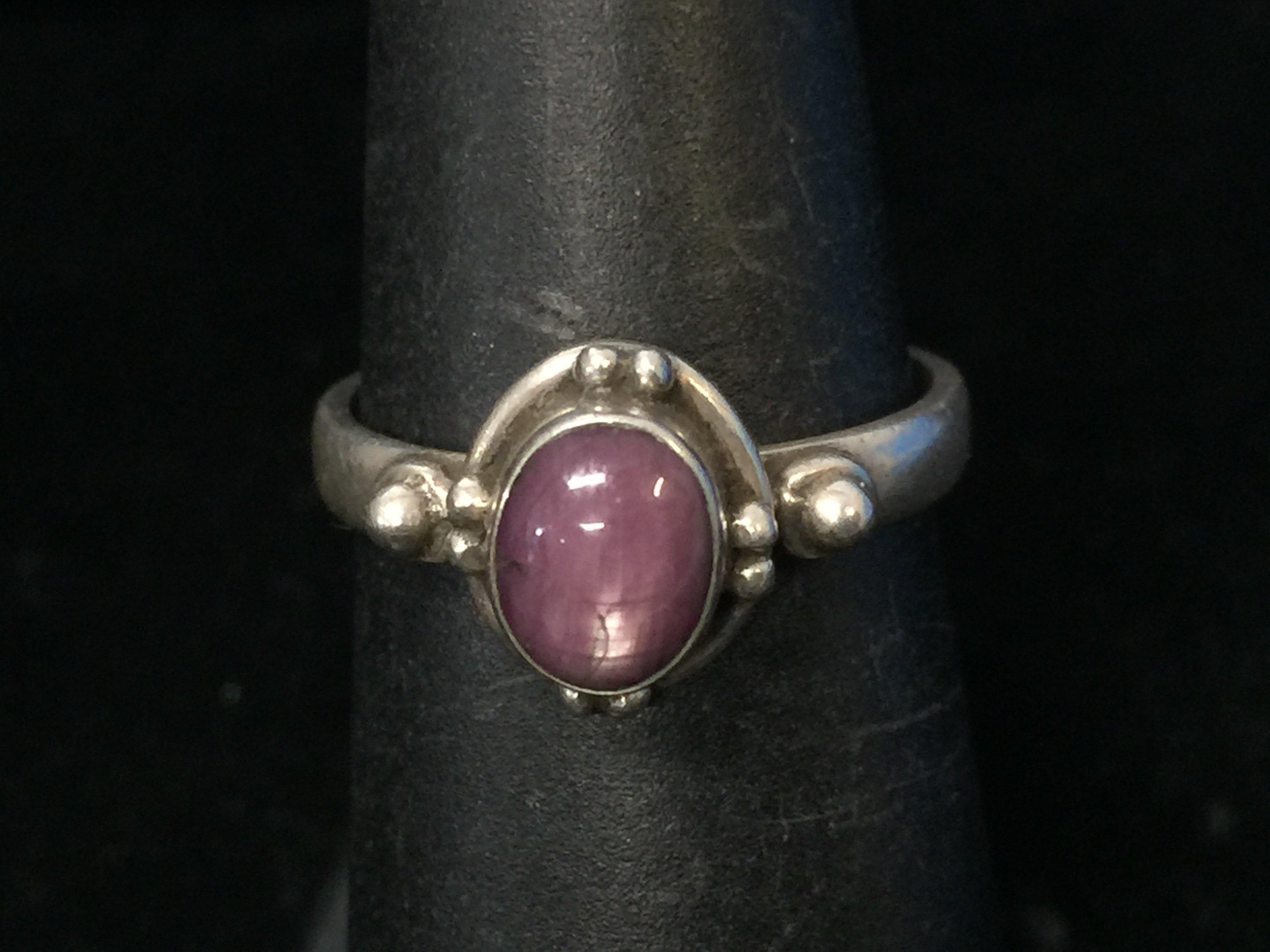 Purple Tiger's Eye Bali Style Sterling Silver Ring - Size 6.5