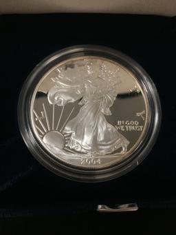 2004 Proof American Eagle 1 Ounce .999 Fine Silver Bullion Coin W/ COA & Box