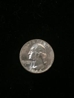 1964-United States Washington Quarter - 90% Silver Coin BU Condition