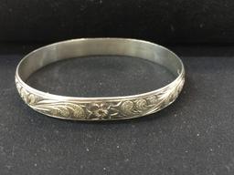 "Naneki" Hawaiian Style Sterling Silver Cuff Bracelet - 32 Grams