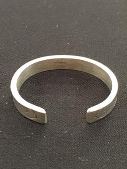 Petite Sterling Silver Cuff Bracelet w/ Hand Stamped Hearts