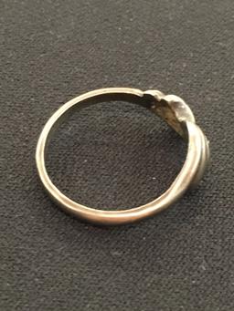 Antique Hand Carved Sterling Silver Ring Band - Size 7