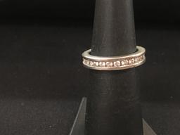 Sterling Silver Channel Set Rhinestone Eternity Band - Size 5.5