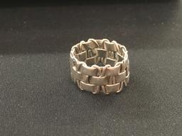Intricately Hand Woven Sterling Silver Band - Size 7.75