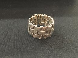 Intricately Hand Woven Sterling Silver Band - Size 7.75