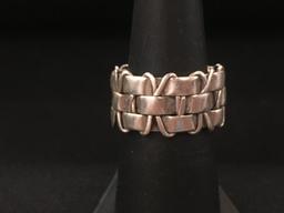 Intricately Hand Woven Sterling Silver Band - Size 7.75