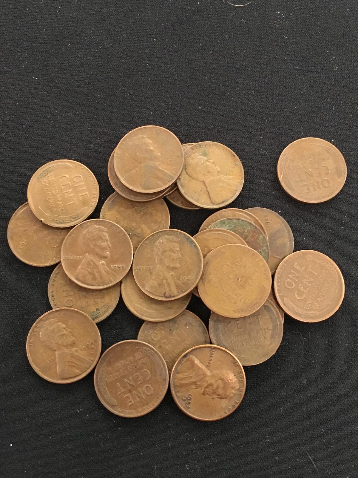 25-Count Lot Lincoln Cent Wheat Pennies