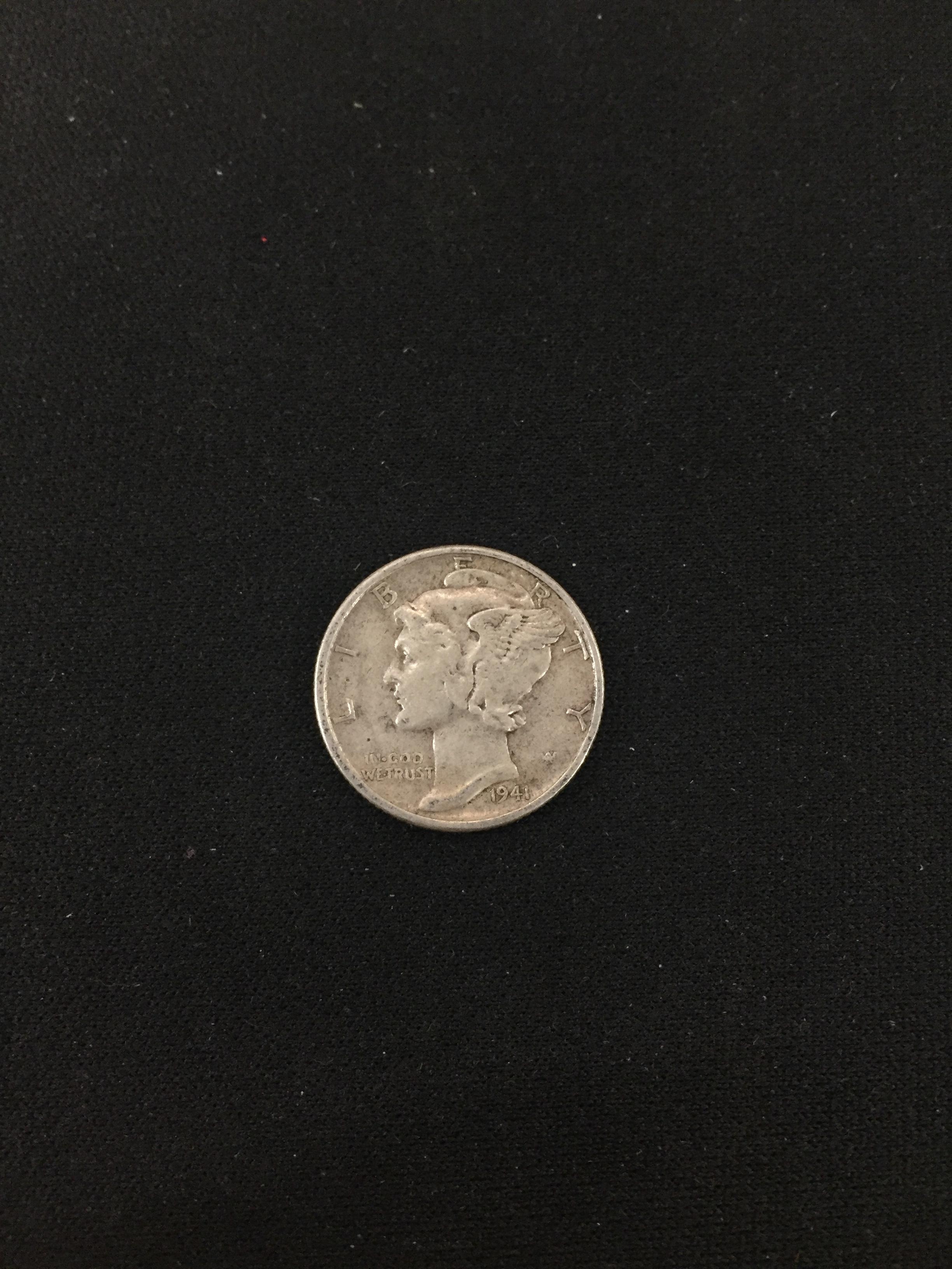 1941-United States Mercury Dime - 90% Silver Coin