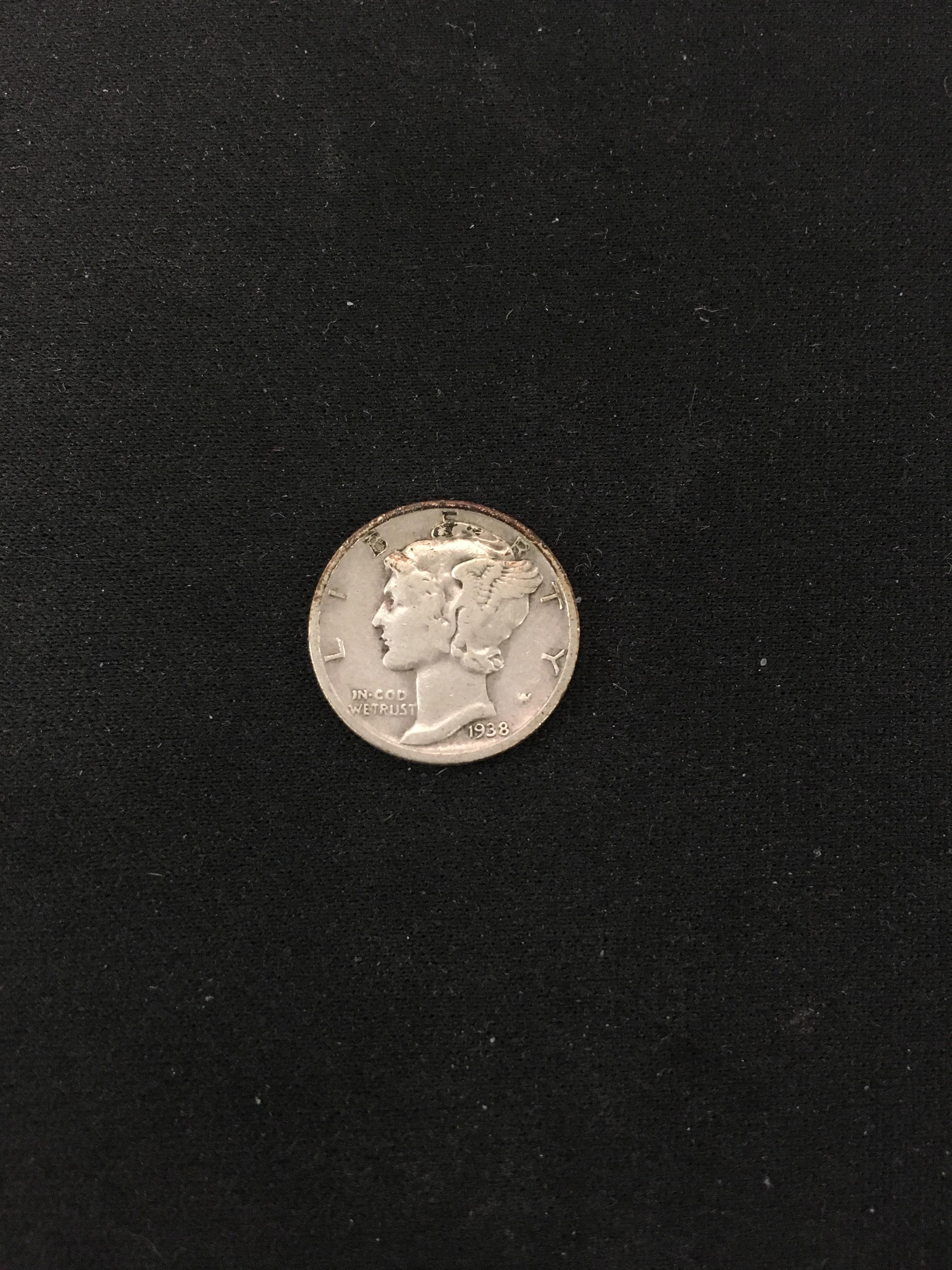 1938-S United States Mercury Silver Dime - 90% Silver Coin