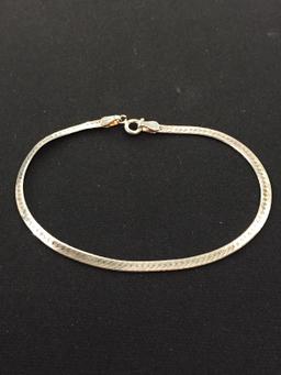 Petite Italian Made 9" Sterling Silver Omega Bracelet