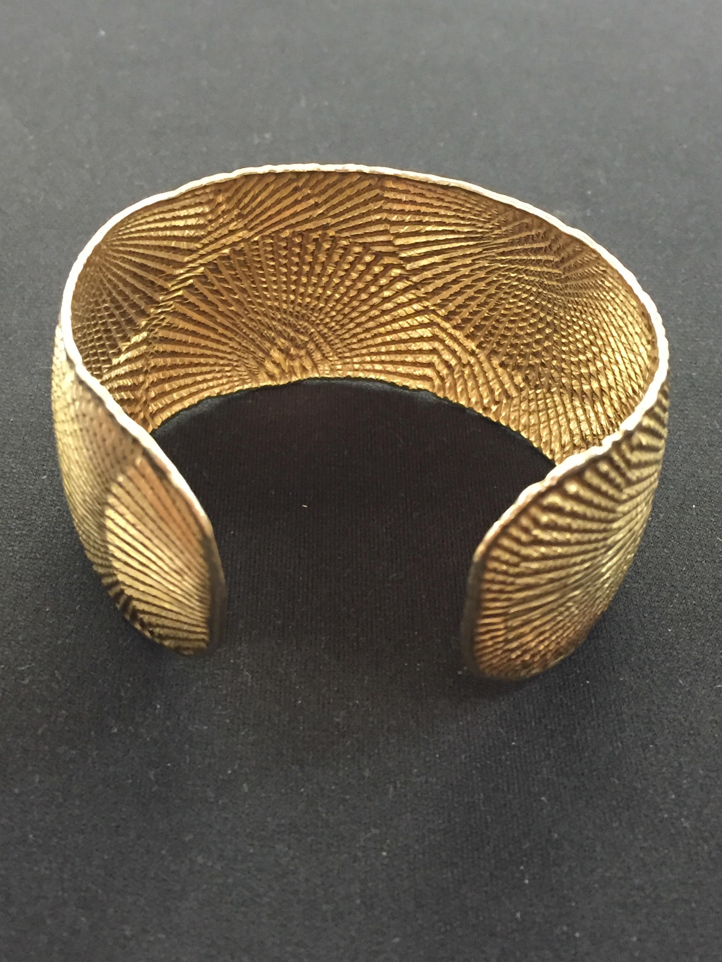Italian Made Extra Large Gold-Tone Sterling Silver Cuff Bracelet
