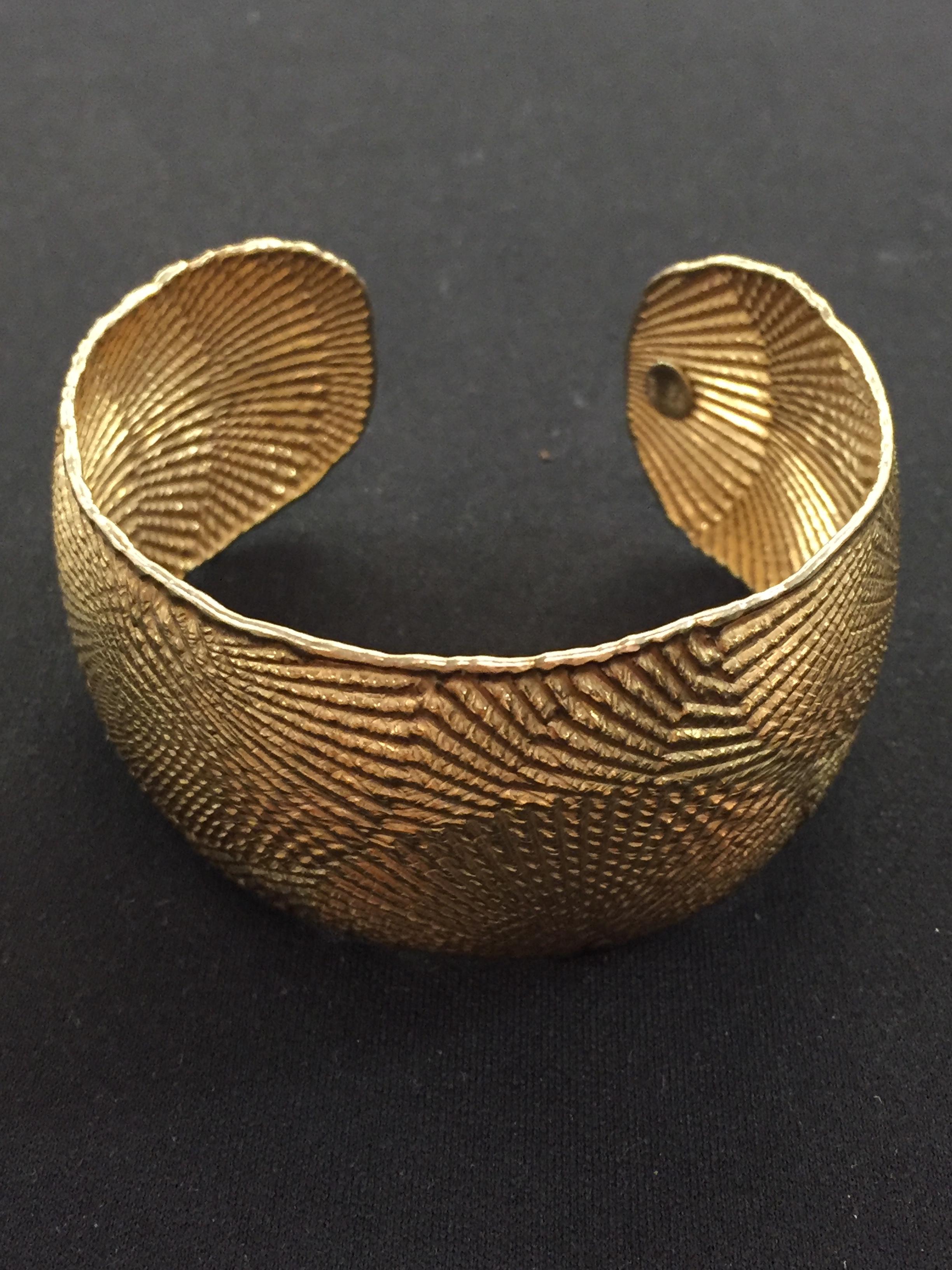 Italian Made Extra Large Gold-Tone Sterling Silver Cuff Bracelet