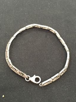 Petite Grecian Scroll Link 7" Sterling Silver Bracelet