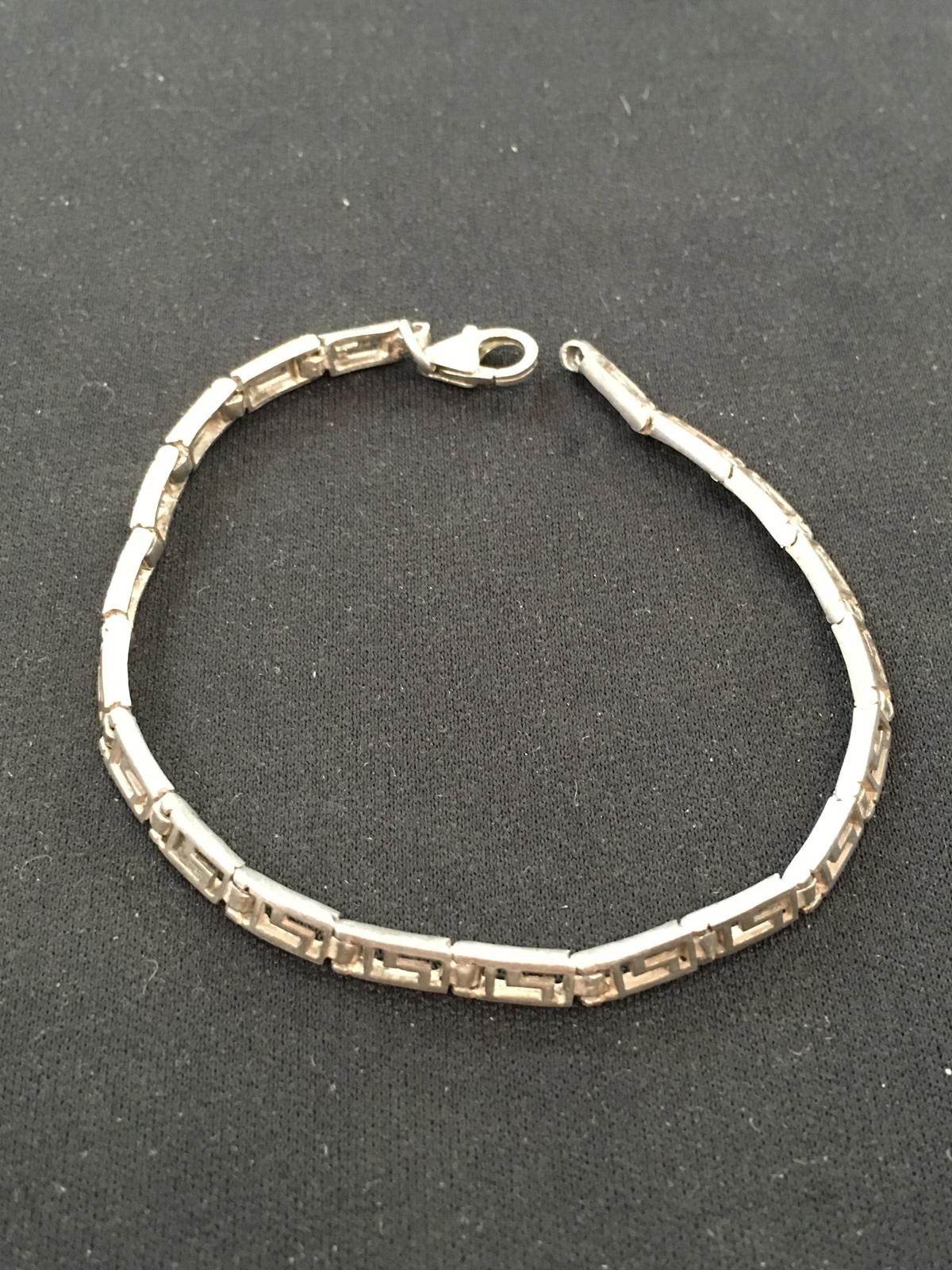 Petite Grecian Scroll Link 7" Sterling Silver Bracelet