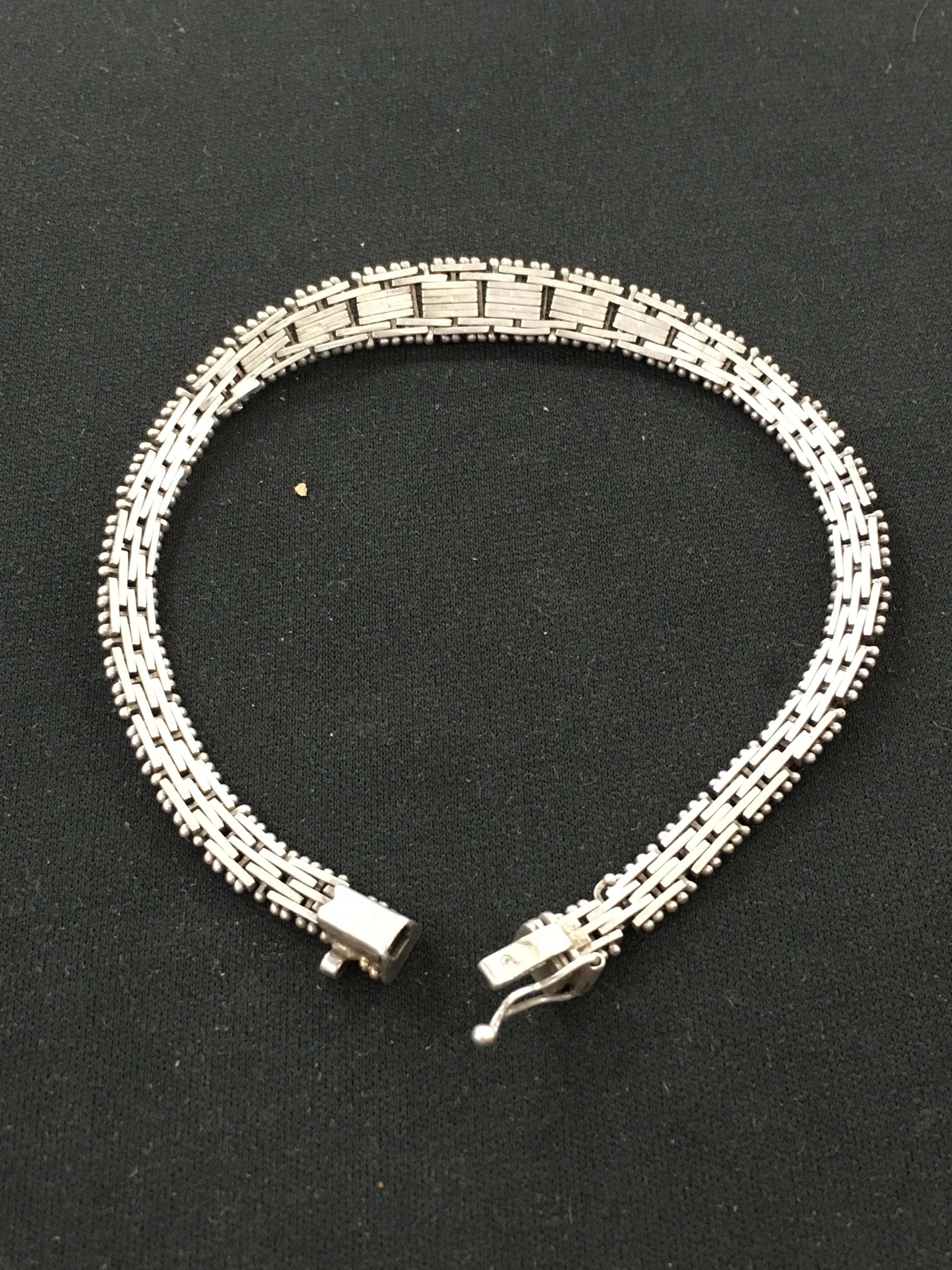 Unique Italian Made Tapered Riccio Link 8" Sterling Silver Bracelet