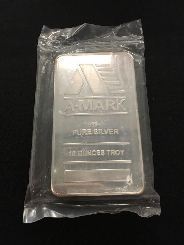 10-Troy Ounces .999 Pure Silver A-MARK Bullion Bar
