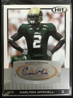 2010 Sage Hit Carlton Mitchell Rookie Autograph Football Card