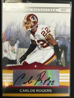 2008 Donruss Silver Signatures Carlos Rogers Redskins Autograph Football Card