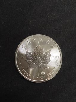 1-Ounce .9999 Extra Fine Silver Canadian 5 Dollar 2017 Bullion Round