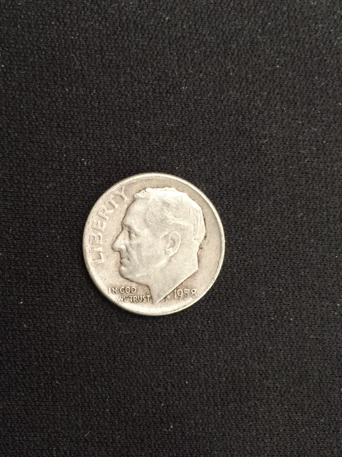 1958-D United States Roosevelt Dime - 90% Silver Coin