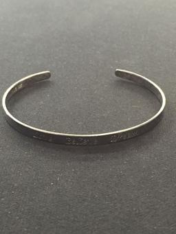 Sterling Silver "Love, Dream, Believe" Sterling Silver Cuff Bracelet