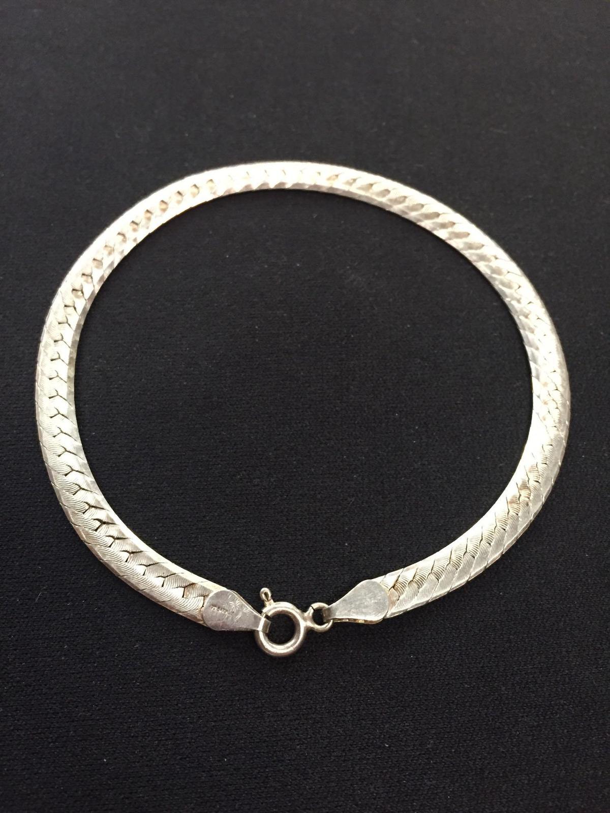 Italian Made Sterling Silver Herringbone 8" Bracelet