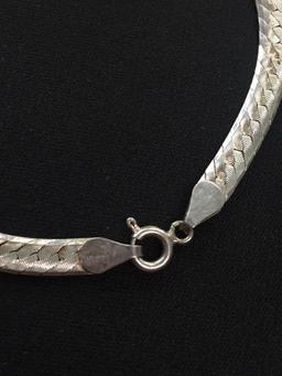 Italian Made Sterling Silver Herringbone 8" Bracelet
