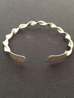 Hand-Crafted Sterling Silver Twisted Cuff Bracelet