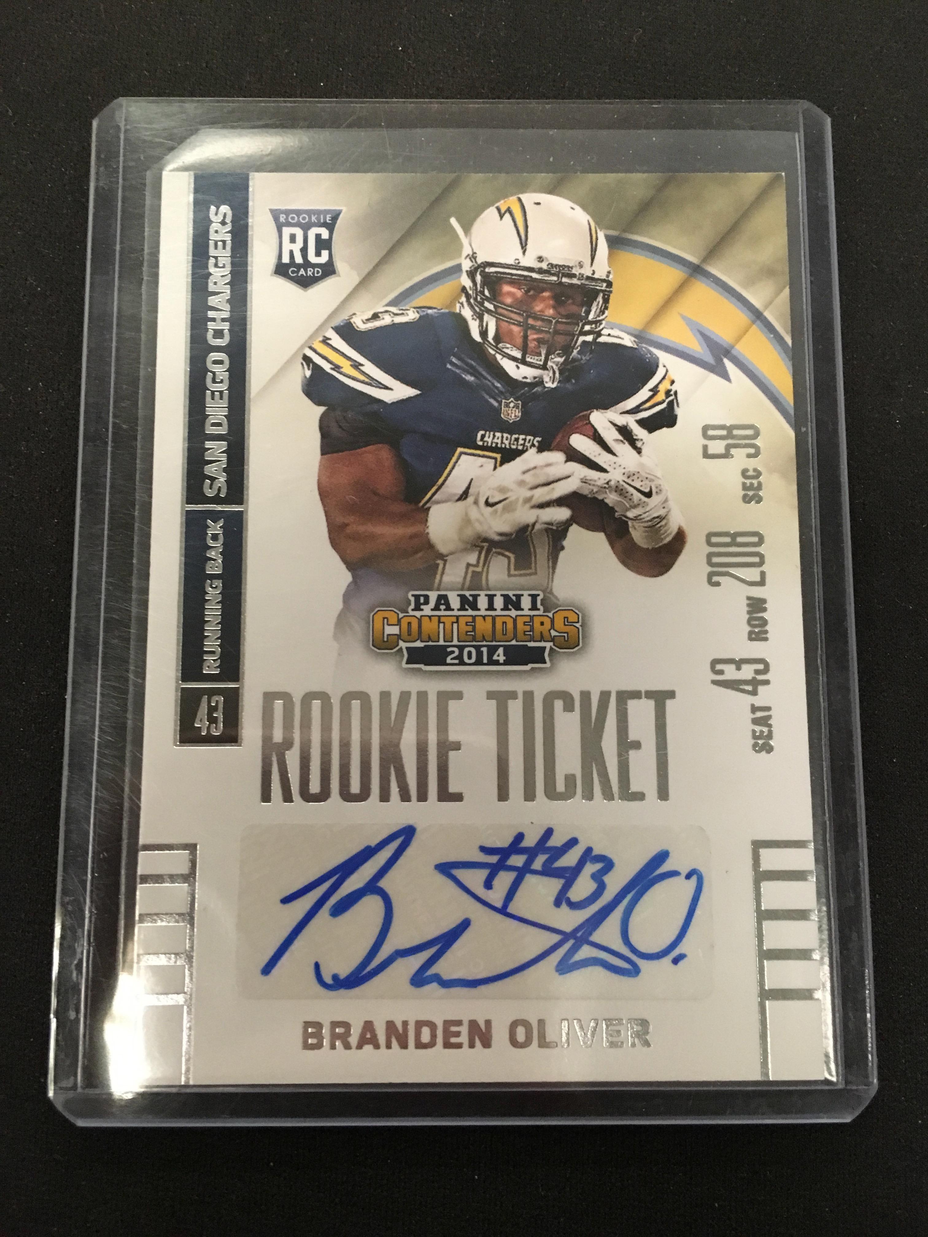 2014 Panini Contenders Branden Oliver Chargers Rookie Autograph Football Card