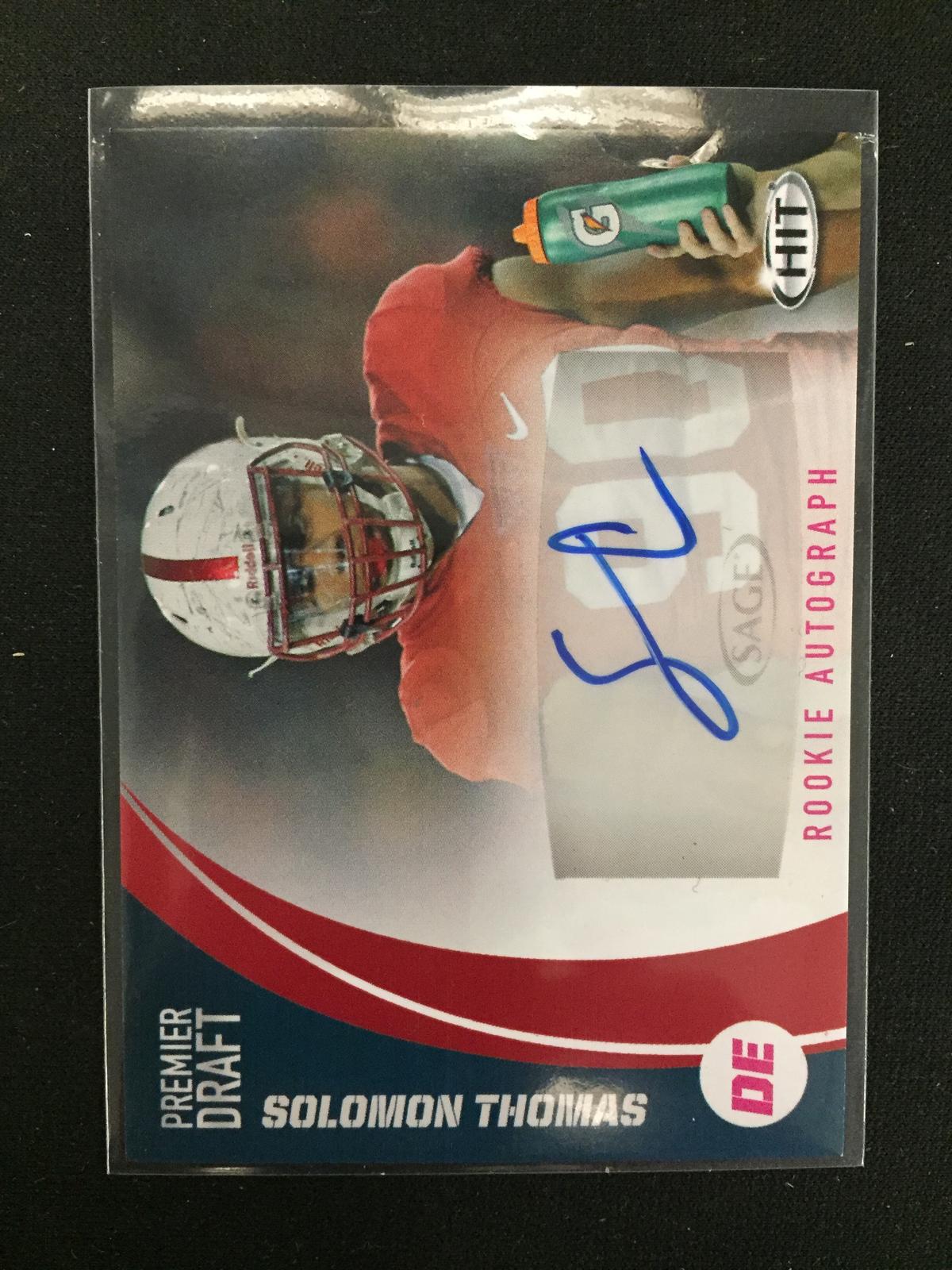 2017 Sage Hit Solomon Thomas 49ers Rookie Autograph Football Card