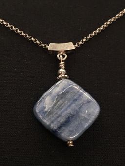 Hand-Crafted Sterling Silver Laboradite Pendant w/ 16" Cable Chain