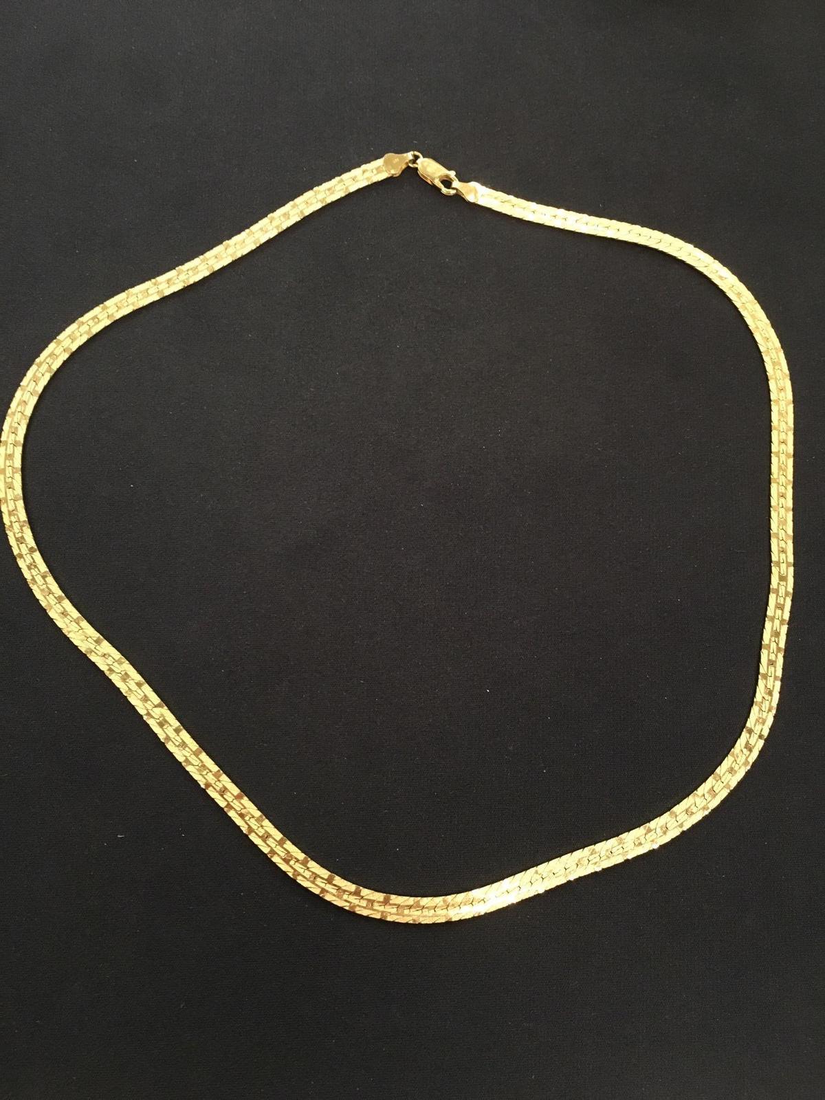 Gold-Tone 24" Herringbone Sterling Silver Chain - 21 Grams