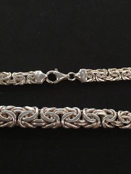 Turkish Made Graduating Sterling Silver Byzantine Link Chain - 21 Grams