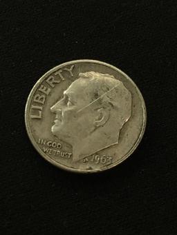 1963-D United States Roosevelt Dime - 90% Silver Coin